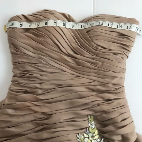 Franssical A-Line mother of bride dress & Bolero jacket tan color size 6 - Picture 13 of 16